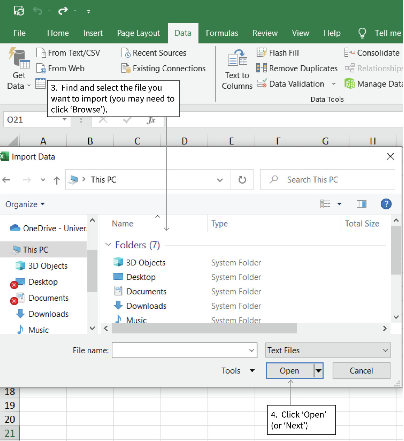 Find the data to import
: Click ‘Browse’. In the pop-up window that appears, find the file you want to import and select it, then click the ‘Next’ button.
