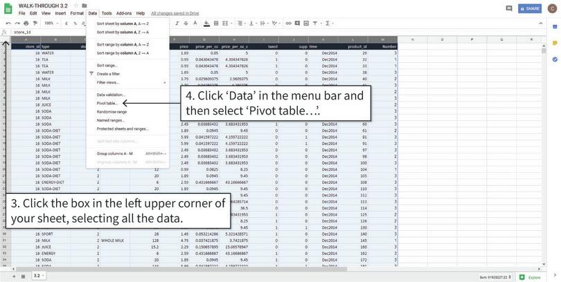 Insert a blank pivot table
: We will make and store the frequency table in a new tab in the spreadsheet.
