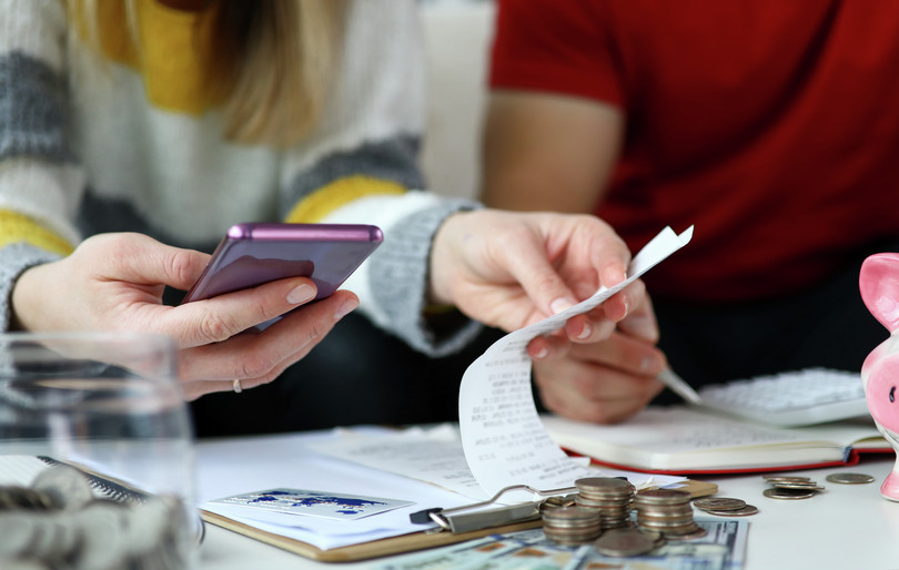 Checking credit and debit statements.