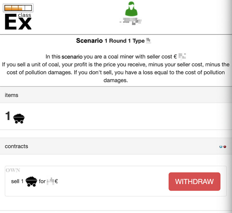 Example of seller’s and buyer’s screen for online trading.